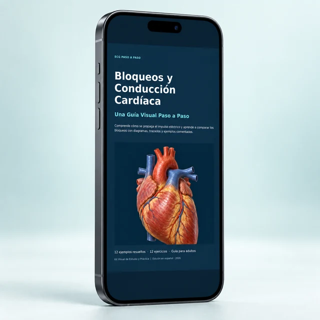 Bloqueos y Conducción Cardíaca: ebook presentado en un celular