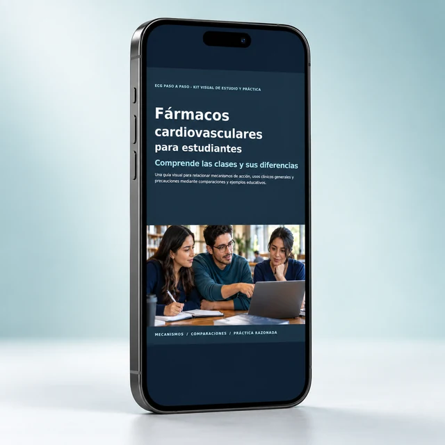 Fármacos cardiovasculares para estudiantes: ebook presentado en un celular