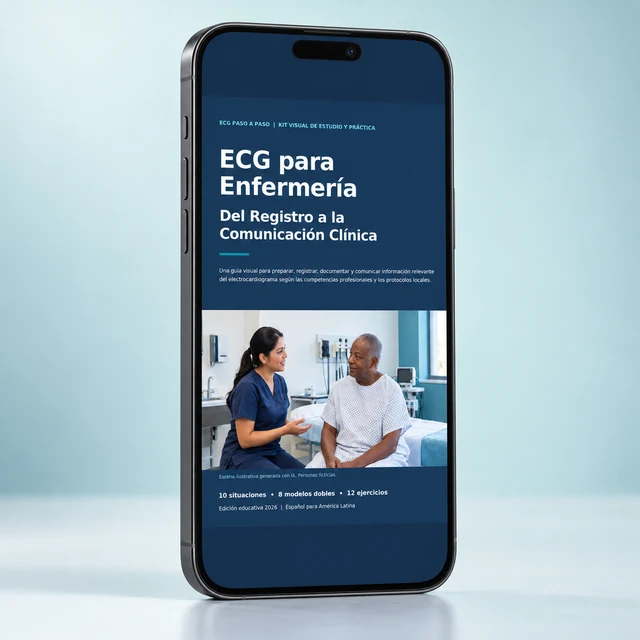 ECG para Enfermería: ebook presentado en un celular